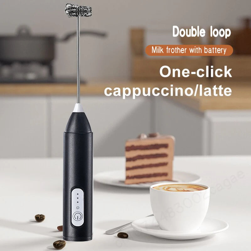 HOT Electric Milk Frother + Egg Beater Wireless Type-C Charging 3 Speeds Mini Handheld Foam Maker Coffee Whisk Cooking Tools