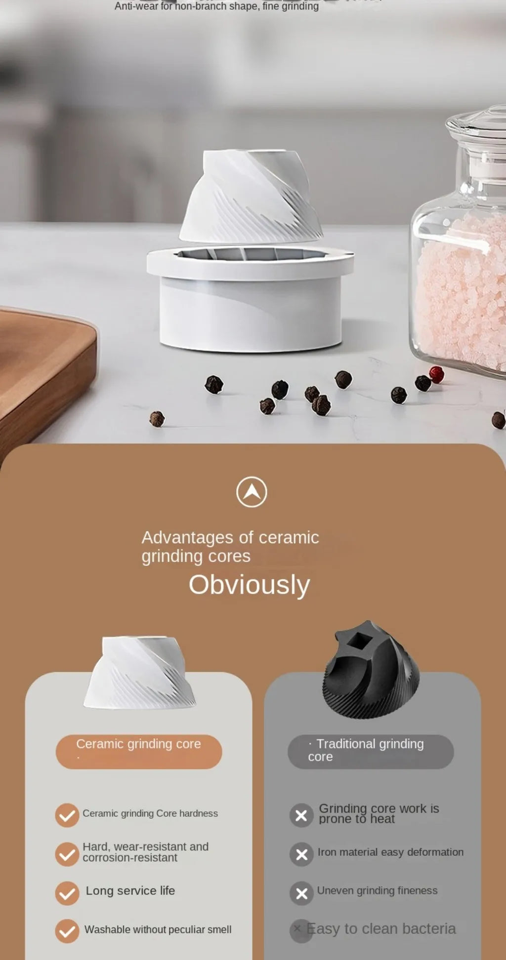 1pc/2pcs Electric Salt and Pepper Grinder Automatic Rechargeable Pepper Mill Shakers External Adjustable Coarseness Kitchen