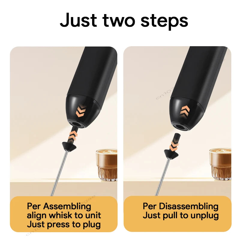 HOT Electric Milk Frother + Egg Beater Wireless Type-C Charging 3 Speeds Mini Handheld Foam Maker Coffee Whisk Cooking Tools