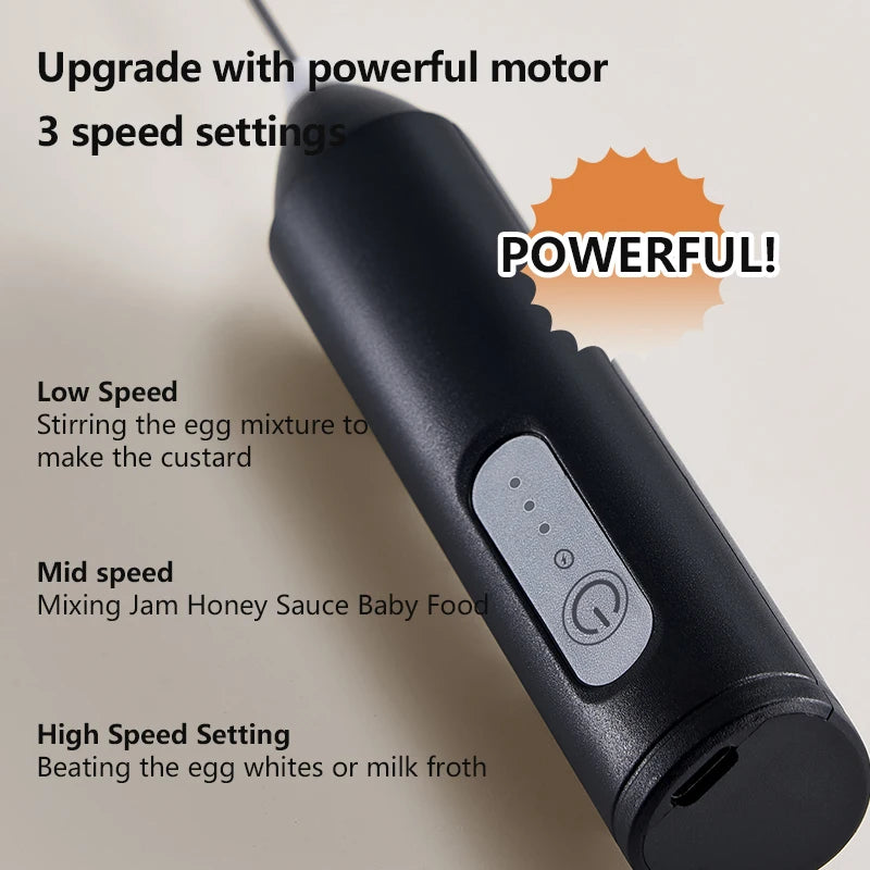 HOT  Electric Milk Frother + Egg Beater Wireless Type-C Charging 3 Speeds Mini Handheld Foam Maker Coffee Whisk Cooking Tools