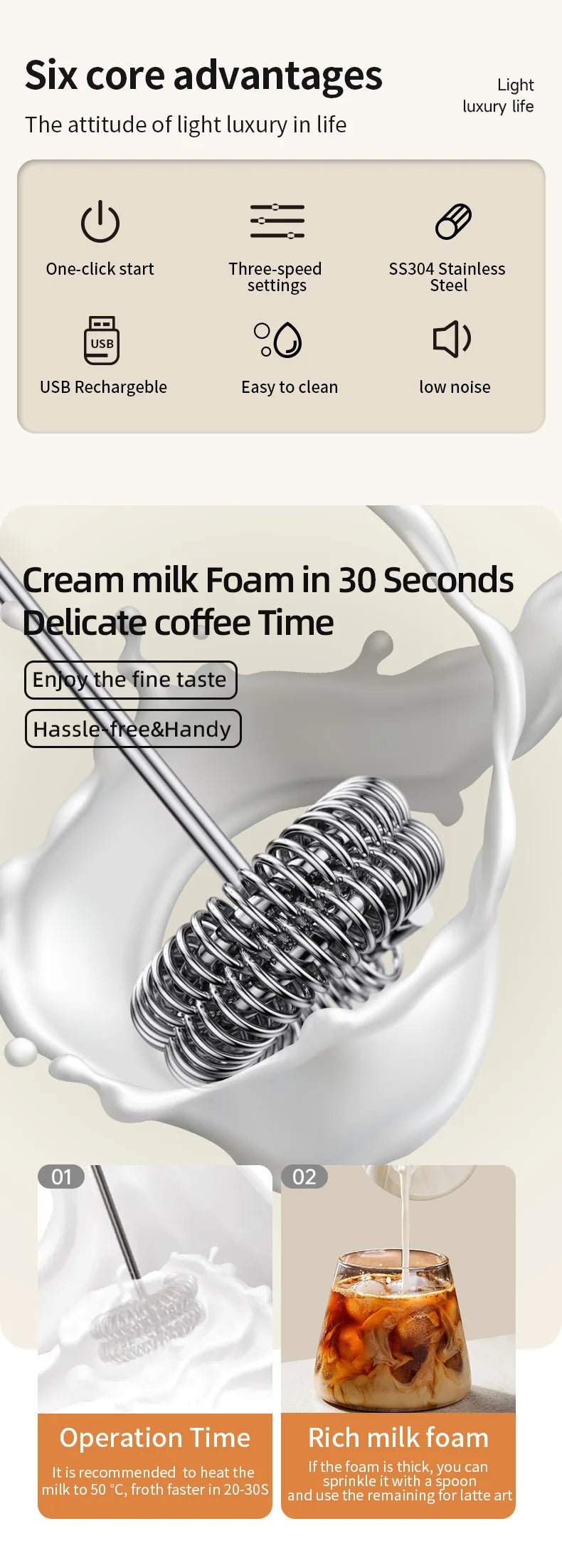 HOT  Electric Milk Frother + Egg Beater Wireless Type-C Charging 3 Speeds Mini Handheld Foam Maker Coffee Whisk Cooking Tools