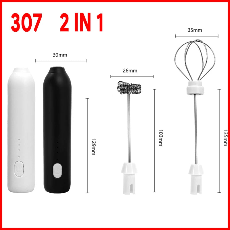 HOT  Electric Milk Frother + Egg Beater Wireless Type-C Charging 3 Speeds Mini Handheld Foam Maker Coffee Whisk Cooking Tools