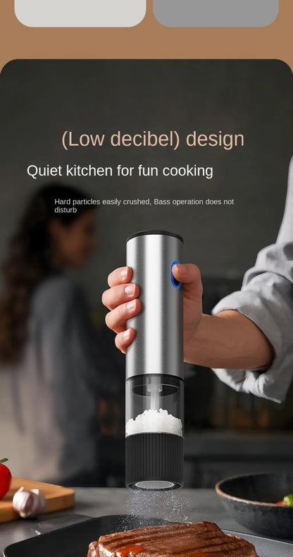 1pc/2pcs Electric Salt and Pepper Grinder Automatic Rechargeable Pepper Mill Shakers External Adjustable Coarseness Kitchen